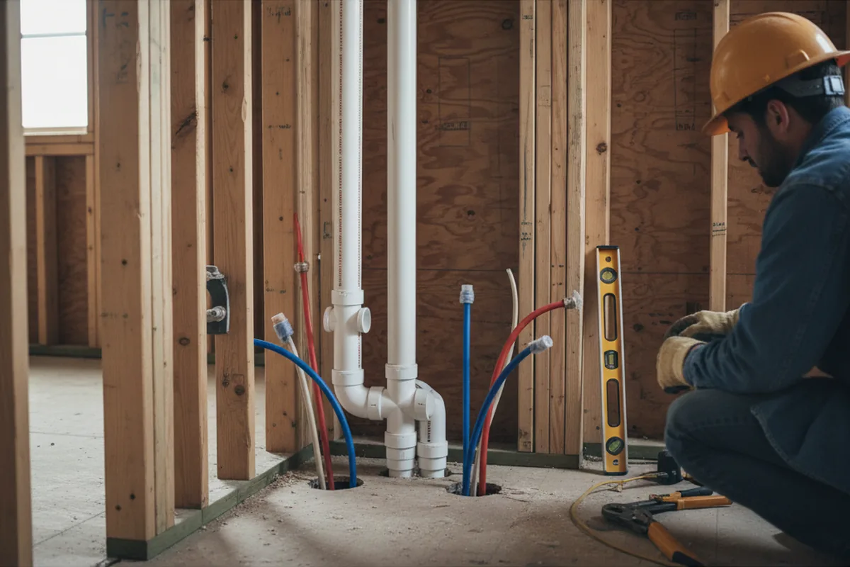 Drain and supply rough-in during Drain Cleaning in Standard