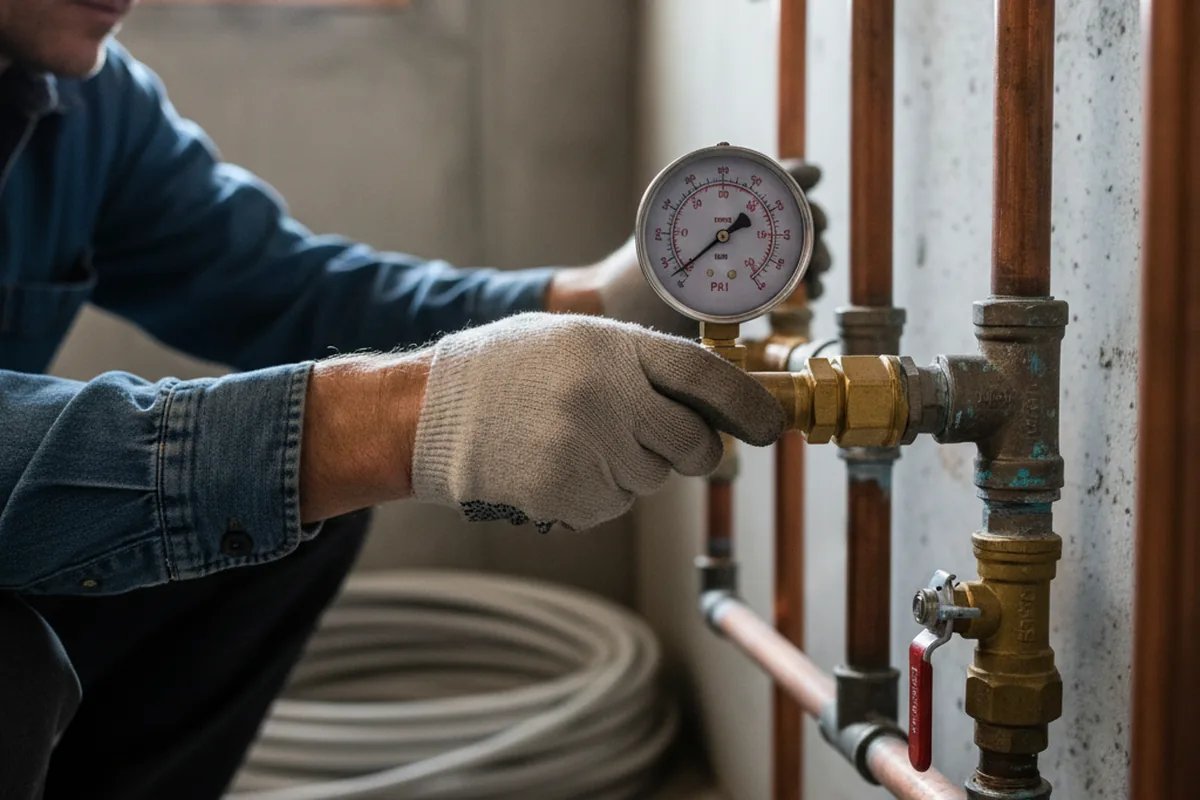 Pressure testing a repaired line during Water Line Repair in Standard